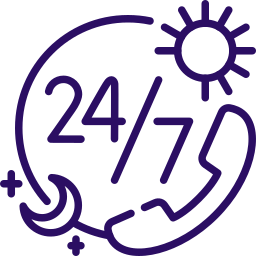 24/7 customer support phone icon